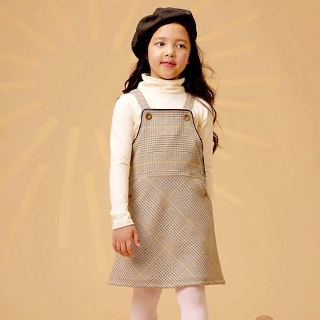 Fille-Robe salopette  hiver à carreaux tartan   lola