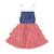 Robe salopette  vichy  à volants et bretelles  gigi Rose foncé bleu denim 3 - vertbaudet enfant 