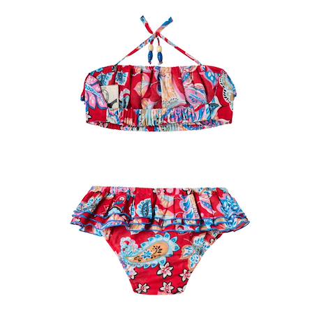 Maillot de bain 2 pièces été fleuri hawaï swan Rouge bleu roi orange 3 - vertbaudet enfant 