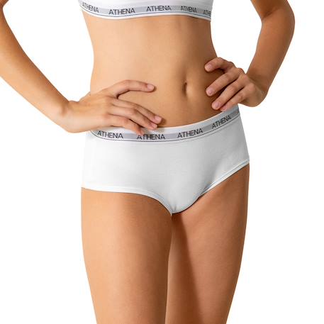 Lot de 2 boxers coton ultra doux Blanc-rose+Bleu titane-gris chiné 2 - vertbaudet enfant 