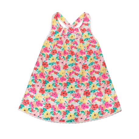 Robe fleurs hawaï   à bretelles  anais Rose fuchsia 3 - vertbaudet enfant 