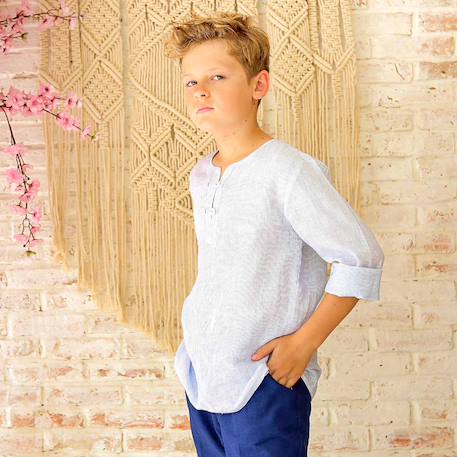 Chemise rayée   - cérémonie   robinson Bleu rayures 1 - vertbaudet enfant 