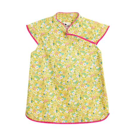 Blouse  chinoise liberty  à col mao  annam Jaune rose 3 - vertbaudet enfant 