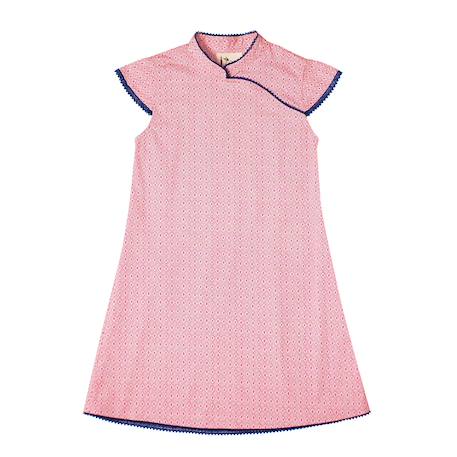 Robe chinoise   à col mao  annam Rose foncé bleu marine 3 - vertbaudet enfant 