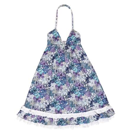 Robe cérémonie bohème  fleurie liberty   eugenie Violet lilas 3 - vertbaudet enfant 