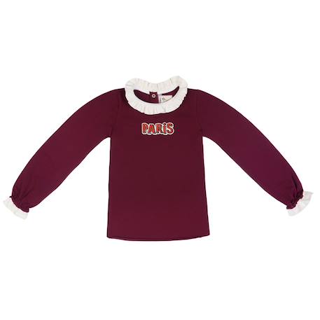 Tee-shirt manches longues   jersey   paris  camille Bordeaux prune 3 - vertbaudet enfant 