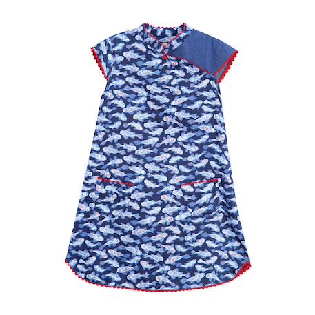 Robe chinoise   et  – imprimé poissons koi  annam Bleu foncé rouge 3 - vertbaudet enfant 