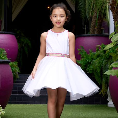 Robe demoiselle d'honneur   liberty  et   hepburn Blanc rose 1 - vertbaudet enfant 