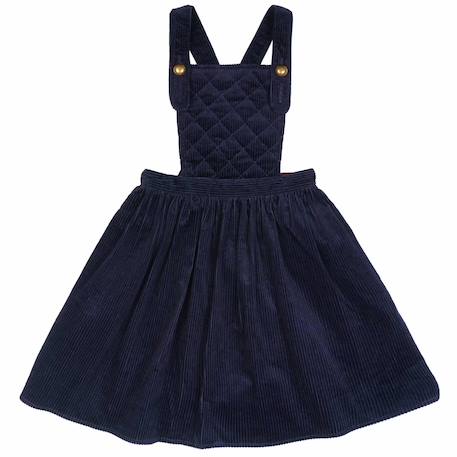 Robe salopette hiver   velours    ecolière Bleu marine 3 - vertbaudet enfant 