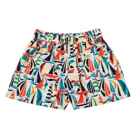 Short de bain    imprimé voiliers rétros  swimboy Orange imprimé voiliers 3 - vertbaudet enfant 