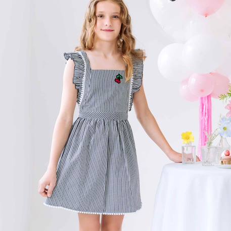 Robe  vichy  et  à volants  lili Noir et blanc 1 - vertbaudet enfant 