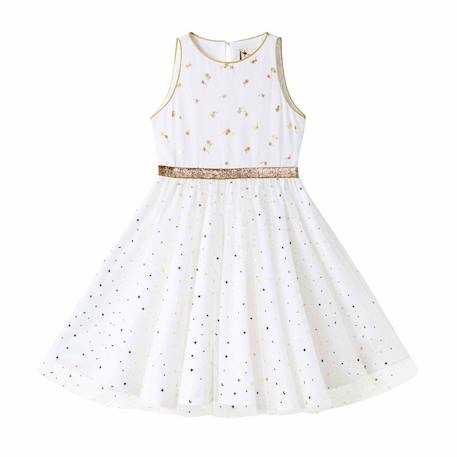Robe demoiselle d'honneur  avec noeud hepburn Blanc doré+Blanc paillettes dorées 3 - vertbaudet enfant 