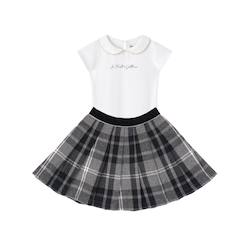 Ensemble jupe plissée tartan  + t-shirt   london  - vertbaudet enfant