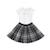 Ensemble jupe plissée tartan  + t-shirt   london Gris anthracite blanc 1 - vertbaudet enfant 