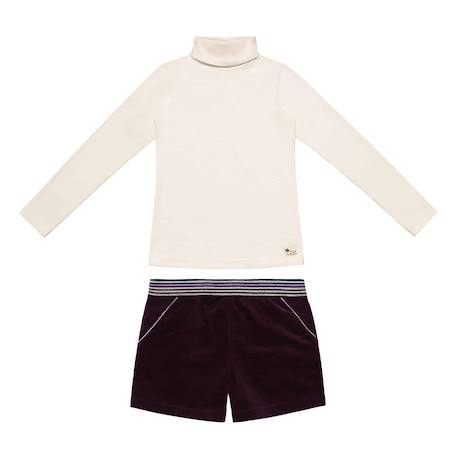 Fille-Ensemble hiver   sous-pull  & short  marron
