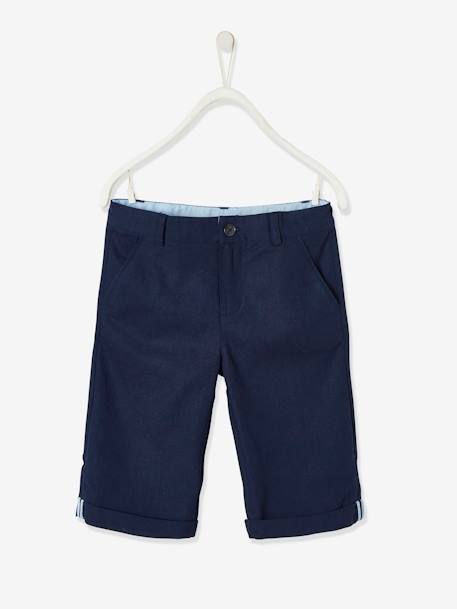 Bermuda garçon cérémonie en coton/lin beige+beige clair+bleu+marine foncé+vert sauge 24 - vertbaudet enfant 