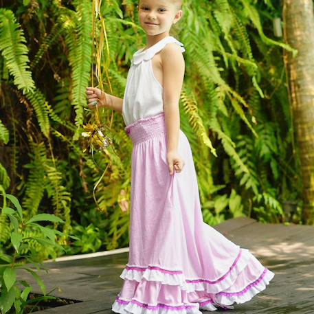 Jupe longue   en coto jersey  2-en-1  ibiza Rose violet 1 - vertbaudet enfant 