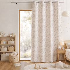 Linge de maison et décoration-Décoration-Rideau jacquard polycoton motifs végétaux