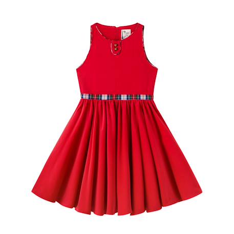 Robe qui tourne velours    hepburn Rouge tartan vert 3 - vertbaudet enfant 