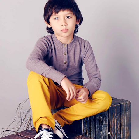 T-shirt henley mauve   manches longues  augustin Lilas 1 - vertbaudet enfant 