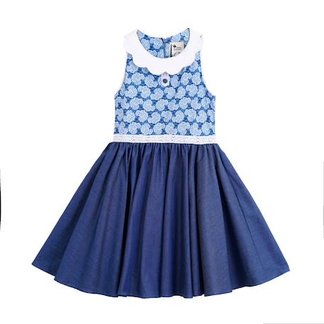 Robe qui tourne  liberty  col   hepburn Bleu roi bleu denim 3 - vertbaudet enfant 