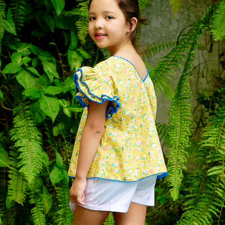 Ensemble été   blouse  fleurie & jupe short white Jaune blanc 3 - vertbaudet enfant 