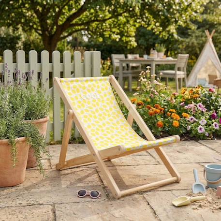 Chilienne transat enfant toile coton imprimé - pop Jaune+Rose+Vert 4 - vertbaudet enfant 