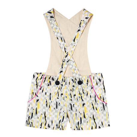 Short salopette été  2-en-1  coton   charlotte Jaune gris fuchsia 3 - vertbaudet enfant 