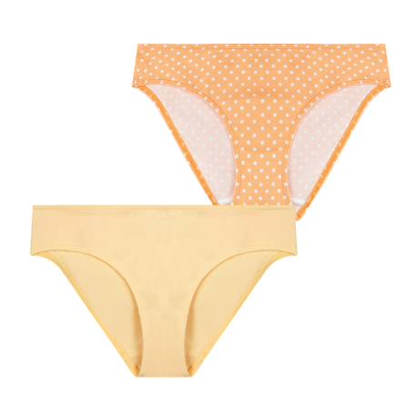 Lot de 2 culottes My petit prix Jean-fleurs+Orange-pois 8 - vertbaudet enfant 