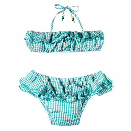 Maillot de bain  2 pièces vichy   swan Vert blanc 1 - vertbaudet enfant 