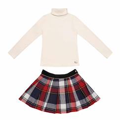 Ensemble hiver   jupe écossaise carreaux tartan bleu  & sous-pull  - vertbaudet enfant