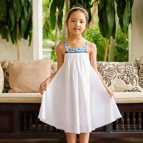 Robe demoiselle d'honneur   col liberty    emma Blanc bleu roi 1 - vertbaudet enfant 