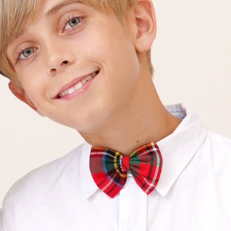 Nœud papillon noël enfant  tartan Rouge clair tartan blanc vert+Rouge foncé vert sapin 6 - vertbaudet enfant 
