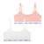 Lot de 2 brassières coton ultra doux Blanc-gris chiné+Blanc-rose pastel+Bleu titane-gris chiné 9 - vertbaudet enfant 