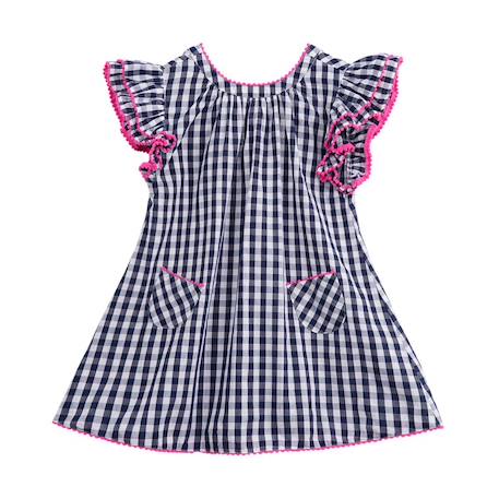 Robe  vichy   ample  butterfly Bleu marine blanc 3 - vertbaudet enfant 