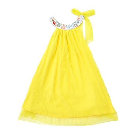 Robe cérémonie   à col fleuri liberty   alizee Blanc violet floral+Jaune multicolore+Rose jaune floral 8 - vertbaudet enfant 
