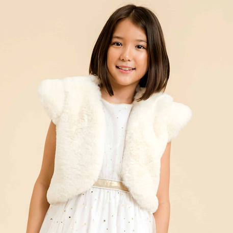 Veste boléro cérémonie   fausse fourrure   peluche Beige 1 - vertbaudet enfant 