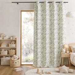 Linge de maison et décoration-Décoration-Rideau jacquard polycoton motifs végétaux