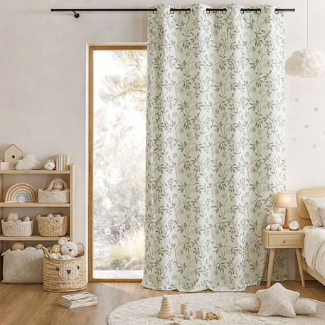 Rideau jacquard polycoton motifs végétaux Beige+Vert 4 - vertbaudet enfant 