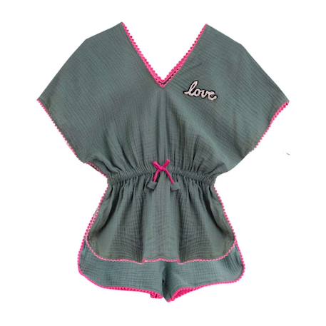 Tunique plage    avec short assorti  love Kaki rose fuchsia 3 - vertbaudet enfant 