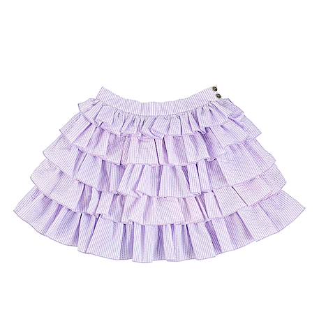 Jupe à volants   coton fines rayures   ruffle Lilas blanc 3 - vertbaudet enfant 