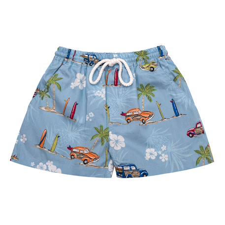 Short de bain    imprimé voitures rétro  swimboy Bleu clair imprimé voitures 1 - vertbaudet enfant 
