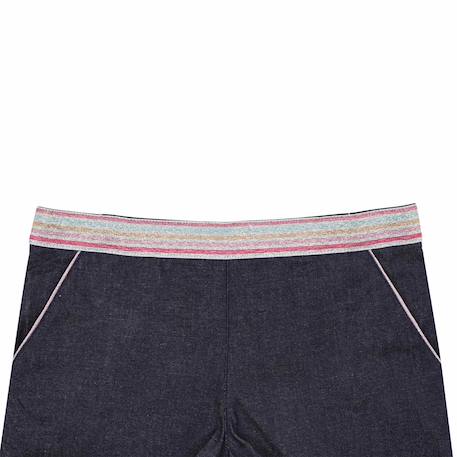 Short en jean intersaison   ceinture à paillettes  poupette Bleu denim 3 - vertbaudet enfant 