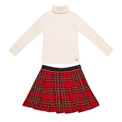 Ensemble   jupe plissée tartan   & col roulé  - vertbaudet enfant