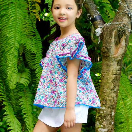 Fille-Blouse liberty   à volants  butterfly