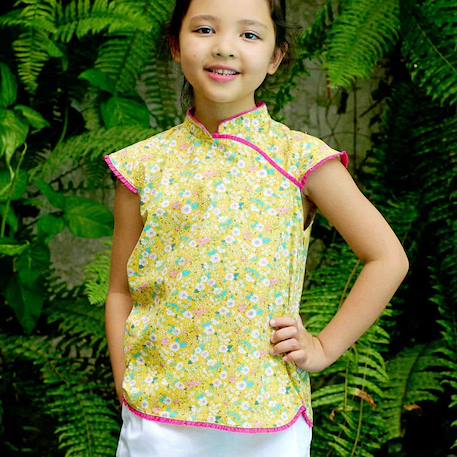 Fille-Blouse  chinoise liberty  à col mao  annam