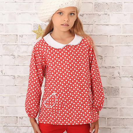 Fille-Chemise, blouse, tunique-Blouse de noël  à col claudine