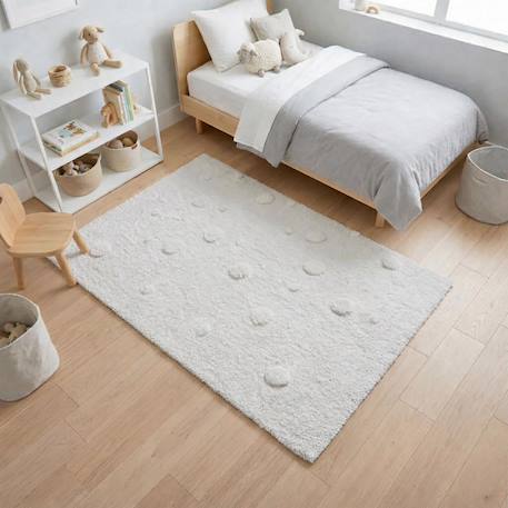 Tapis enfant fait main en coton coronda Blanc+Gris 1 - vertbaudet enfant 