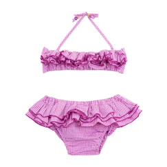 Maillot de bain 2 pièces vichy   à volant  swan  - vertbaudet enfant