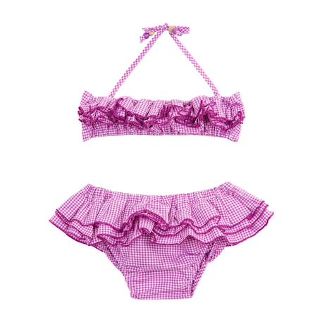 Fille-Maillot de bain 2 pièces vichy   à volant  swan